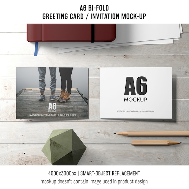 Free PSD | Two a6 bi-fold invitation card mockups