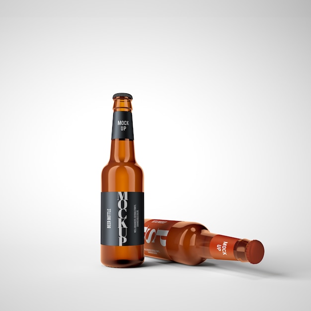 Download Premium PSD | Two beer bottles mockup premium psd