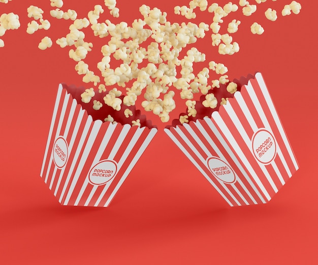 Download Free PSD | Two buckets with popcorn mockup