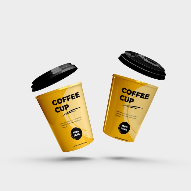 Download Premium PSD | Two coffee cup realistic plastic and paper mockup