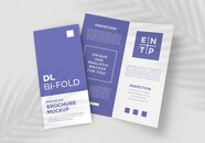 Premium PSD Two Dl Size Bi fold Brochure Mockup