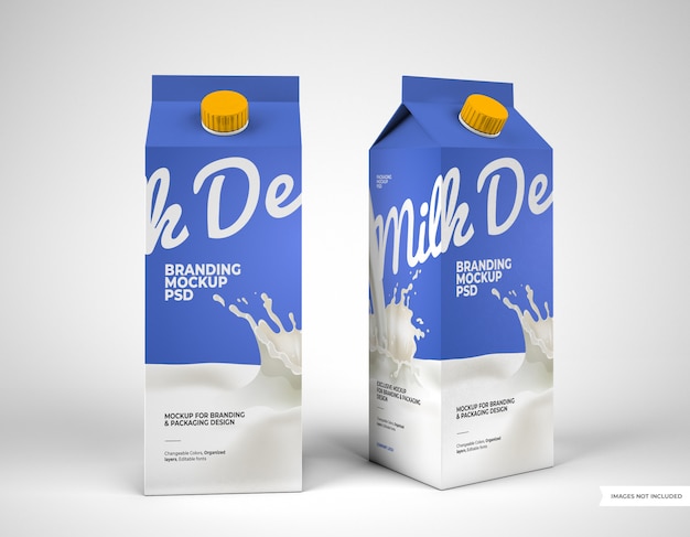 Premium PSD | Two milk packaging mockups