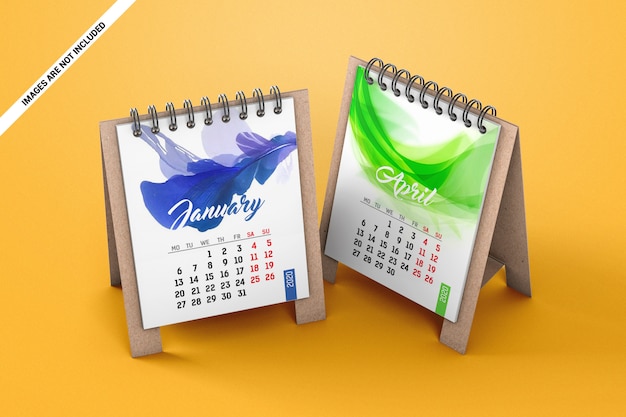 Two Mini Desk Calendars Mockup Psd File Premium Download