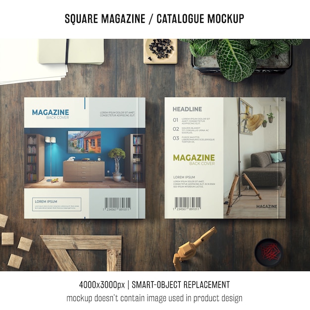 Download Free PSD | Two modern square magazine or catalogue mockups