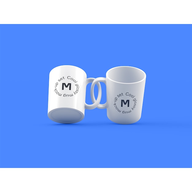 Free Psd Two Mugs On Yellow Background Mock Up