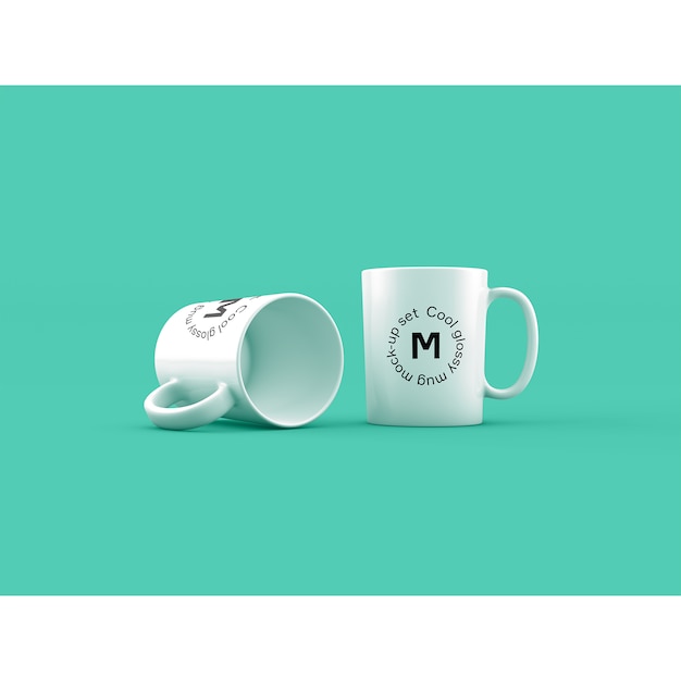 Download Two mugs on green background mock up PSD file | Free Download