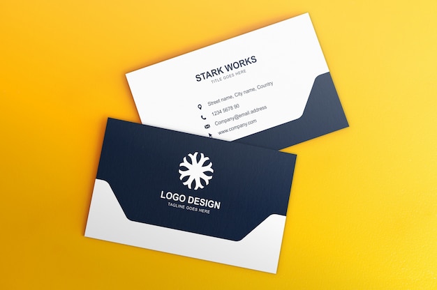 Download Two Sides Business Card Mockup On Yellow Background Premium Psd File PSD Mockup Templates