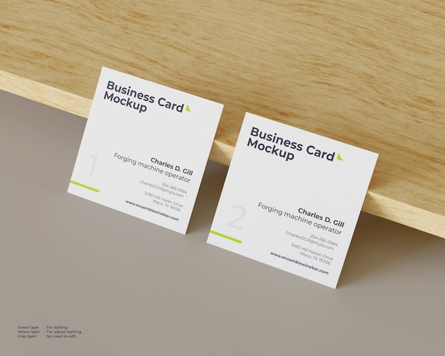 Download Free Two Square Business Cards Mockup Lean Against Wood Premium Psd File Use our free logo maker to create a logo and build your brand. Put your logo on business cards, promotional products, or your website for brand visibility.