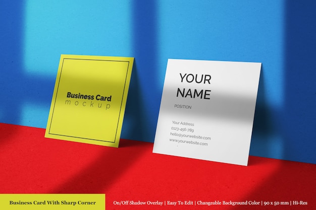Download Premium PSD | Two square size realistic textured corporate business call card psd mockup