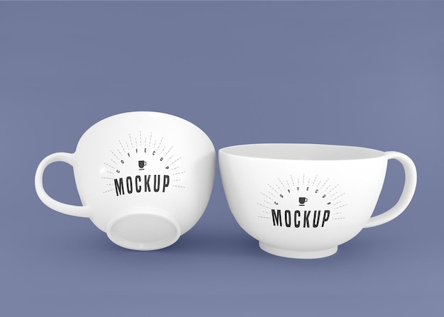 Download Free PSD | Two white coffee cup psd mockup