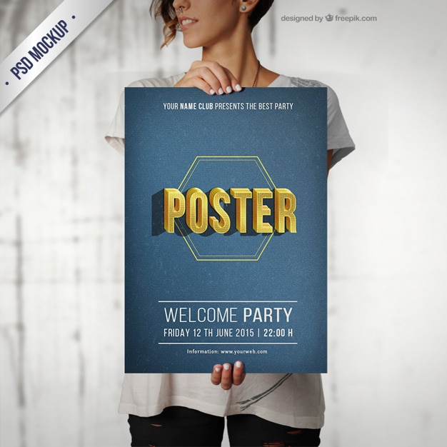 Download Typographical party poster mockup PSD file | Free Download