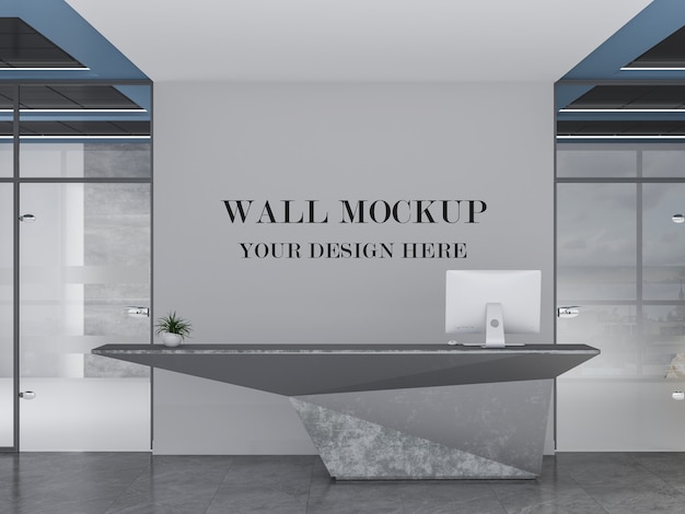 Download Premium PSD | Ultra modern reception area wall mockup