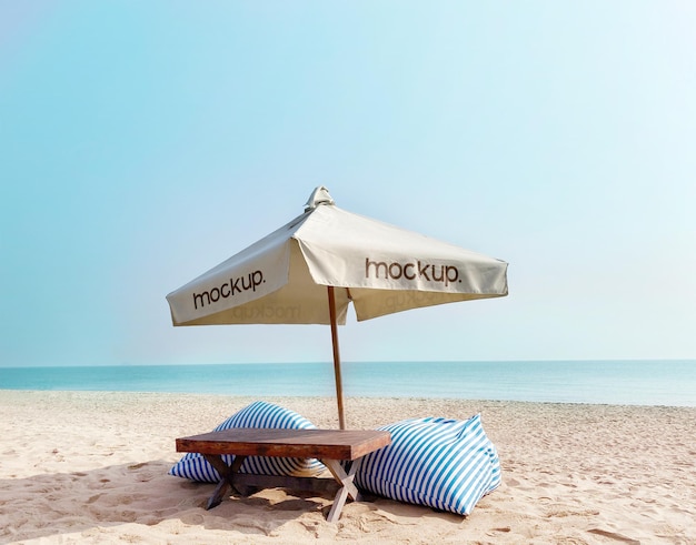 Premium PSD | Umbrella beach mockup realistic