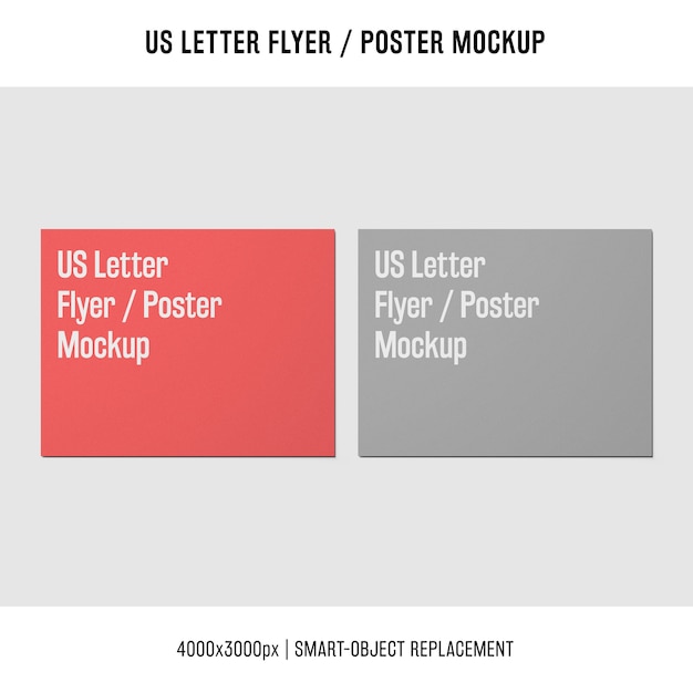 Us letter flyer or poster mockups in two colors PSD Template