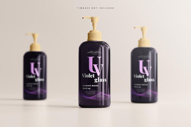 Premium PSD | Uv glass pump bottle mockup