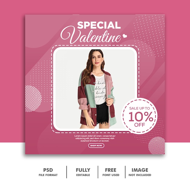 Valentine banner social media post instagram Premium Psd