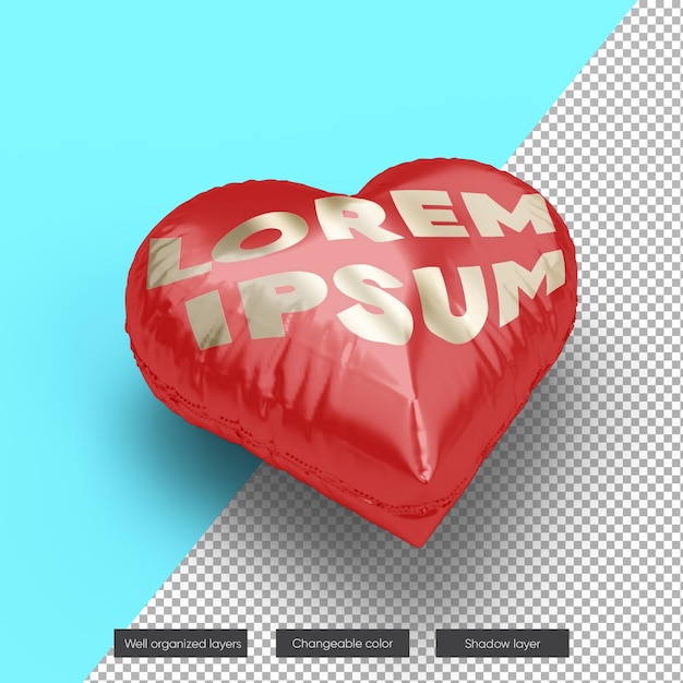 Download Premium PSD | Valentine heart balloon mockup design in 3d ...