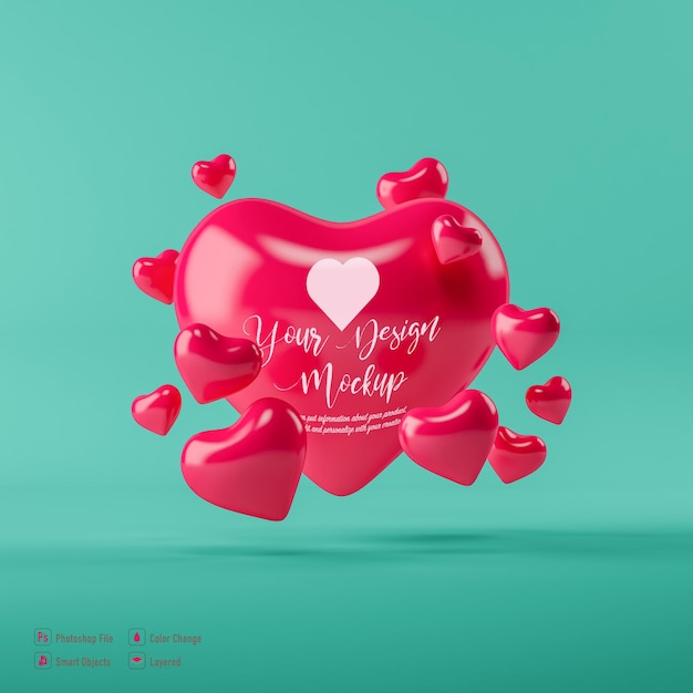 Download Premium PSD | Valentine heart mockup isolated