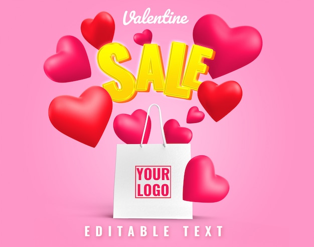 Download Valentine love sale artwork shopping bag mockup | Premium ...