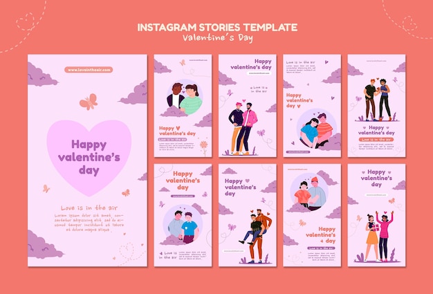 バレンタインデーのinstagramストーリーのイラスト 無料のpsdファイル
