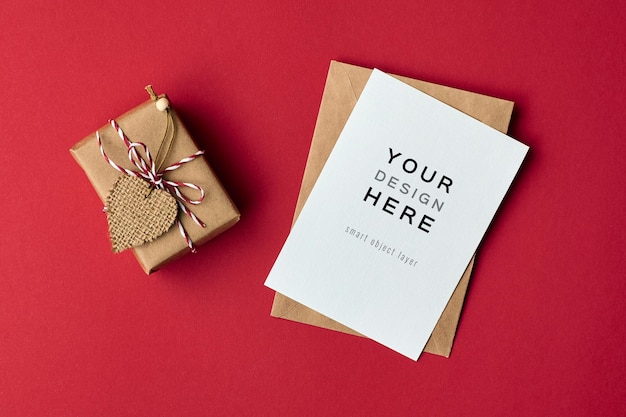 Download Premium PSD | Valentines day card mockup with heart ...