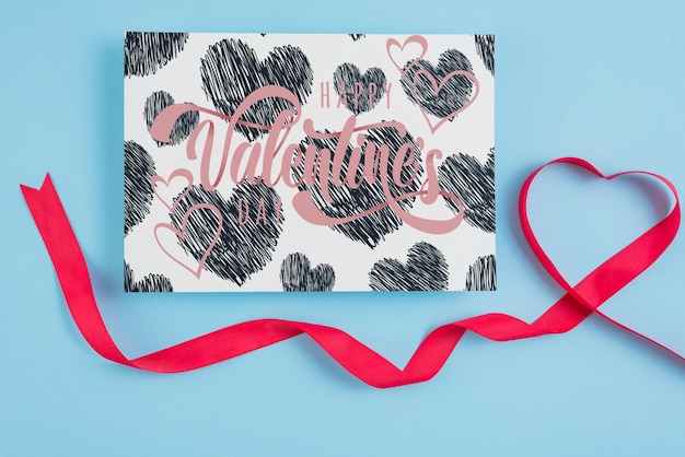 Download Free PSD | Valentines day card mockup with ribbon