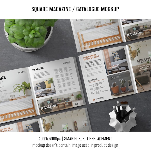 Download Various square magazine or catalogue mockups | Free PSD File