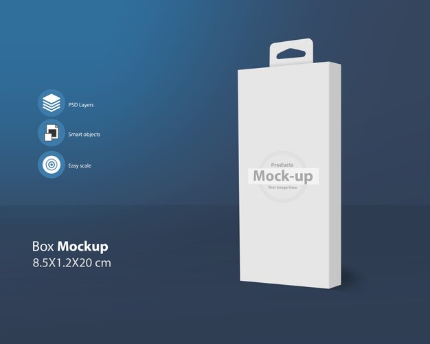 Download Premium Psd Vertical 3d Blank Box With Hanger