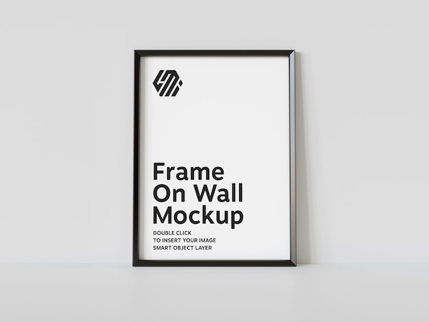 Download Premium PSD | Vertical black frame leaning on floor mockup