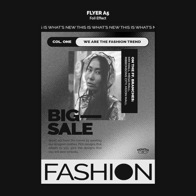 Free Psd Vertical Flyer Template For Fashion With Foil Effect