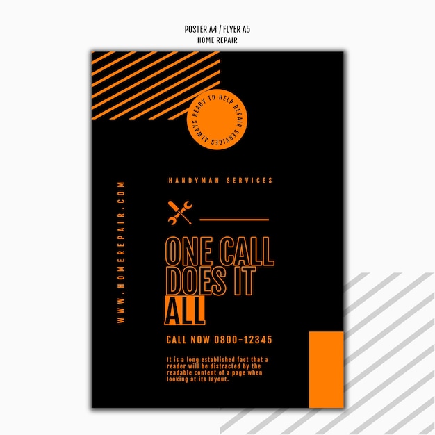 Download Free PSD | Vertical flyer template for house repair company