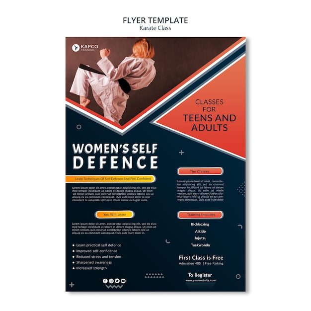 Free Psd Vertical Flyer Template For Women S Self Defence Class