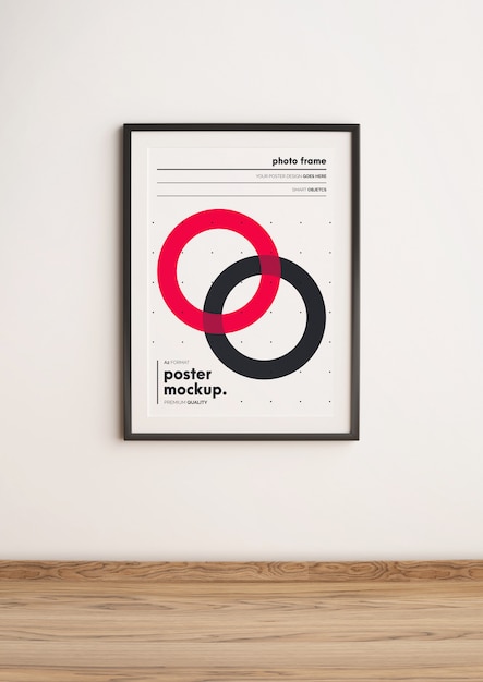 Free Psd Vertical Framed Poster Template Mockup Hanged On Wall