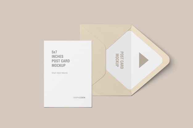 Download Premium PSD | Vertical postcard and envelope mockup top view