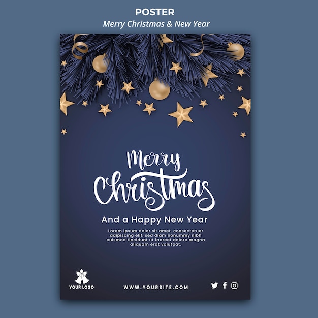 Vertical poster for christmas and new year Free Psd