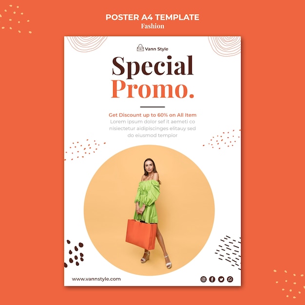 Free PSD | Vertical poster for fashion shopping store