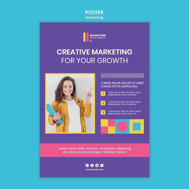 Free PSD Vertical poster template for creative marketing agency