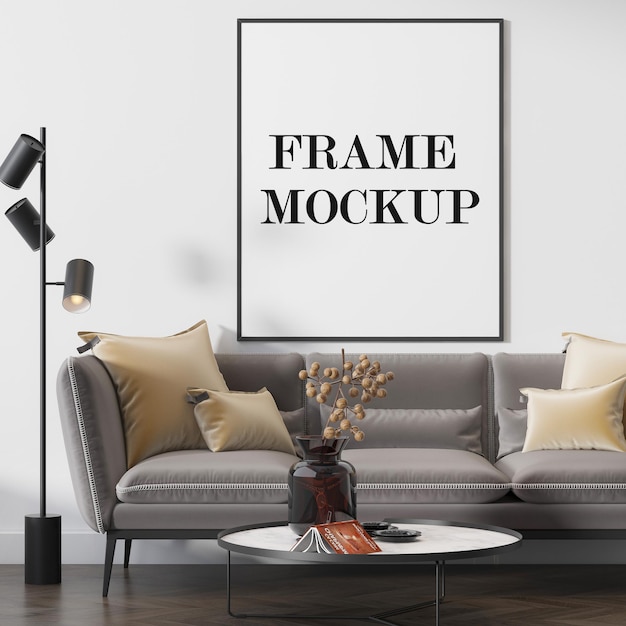 Premium PSD | Vertical wall frame template in 3d rendering