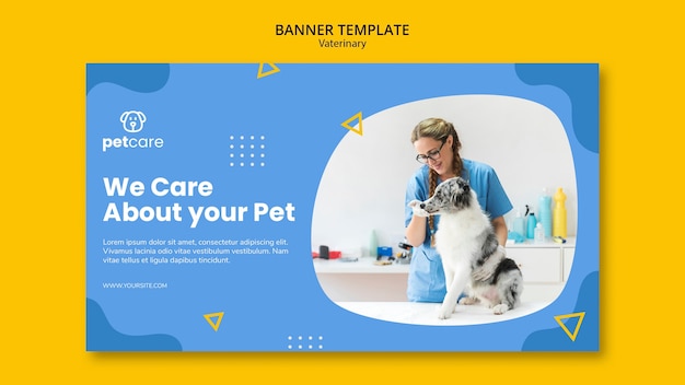 Free PSD | Vet feeding the dog veterinary banner template