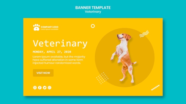 Veterinary banner template with cute dog | Free PSD File