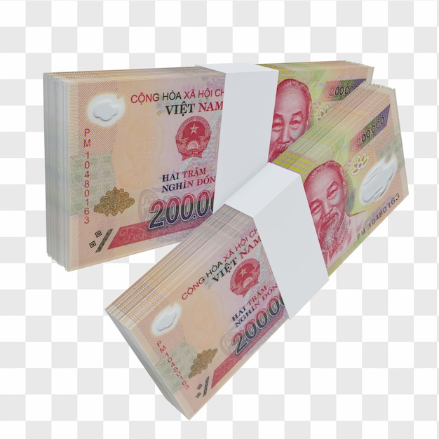 Premium PSD | Vietnam currency dong 200.000: stack of vnd vietnam banknote