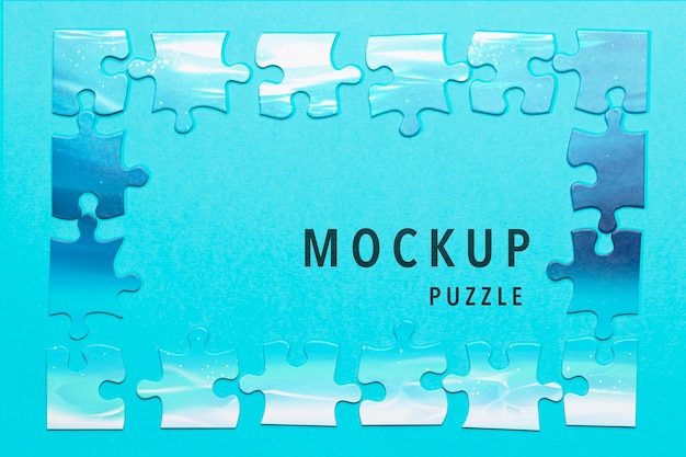 Download Above view arrangement with piece of puzzle mock-up | Free ...