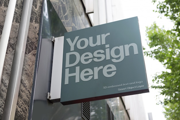 Download Premium PSD | View of a building sign on street mockup