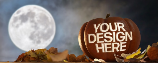 Download View of a halloween pumpkin mock up on a night scene PSD ...