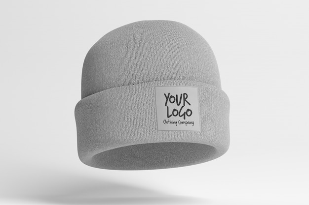 Download View of a mockup of a beanie with label PSD file | Premium ...