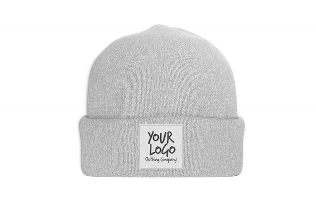 Download View of a mockup of a beanie with label PSD file | Premium ...