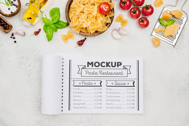 Download Free Psd Above View Pasta Restaurant Mock Up