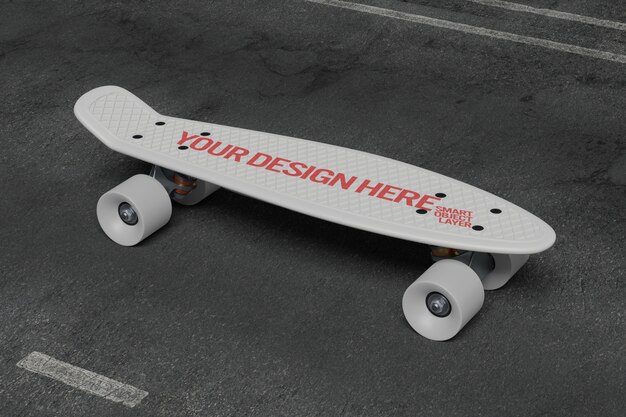 Download View of a short cruiser skateboard mockup | Premium PSD File