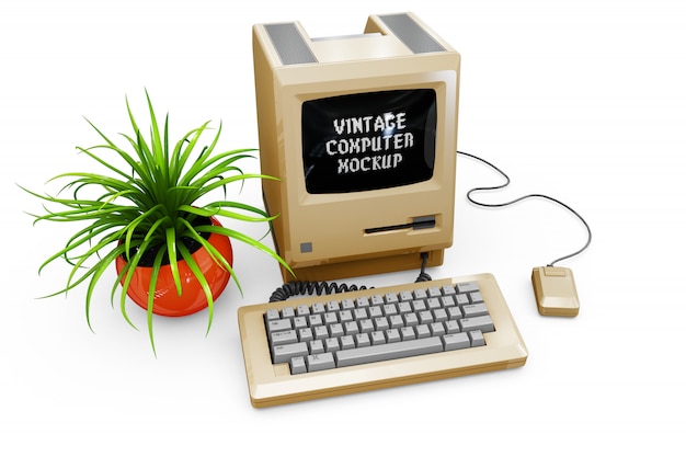 Download Vintage computer mock-up isolated | Free PSD File