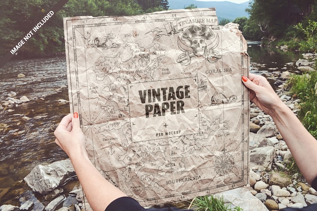 Download Vintage crumpled map mockup PSD file | Premium Download